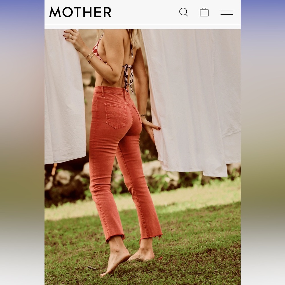 MOTHER  Rascal ankle fray high waist.